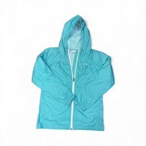 Columbia Kids Aqua Teal Hooded Lightweight Rain Jacket XL 18 20